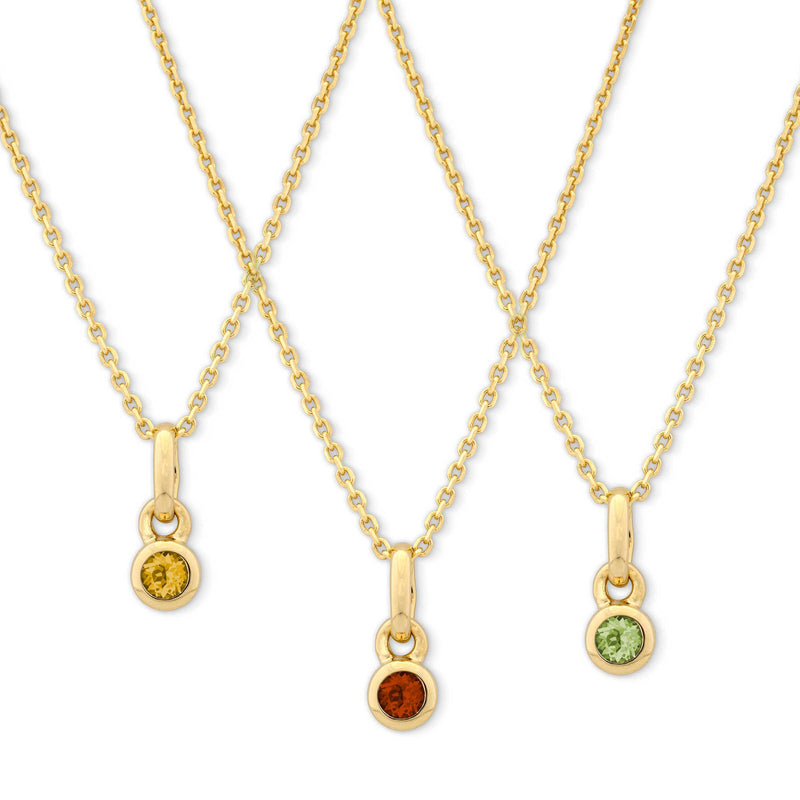 Bezel Set Gemstone Charm, Yellow Gold Plated Silver